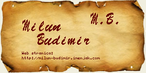 Milun Budimir vizit kartica